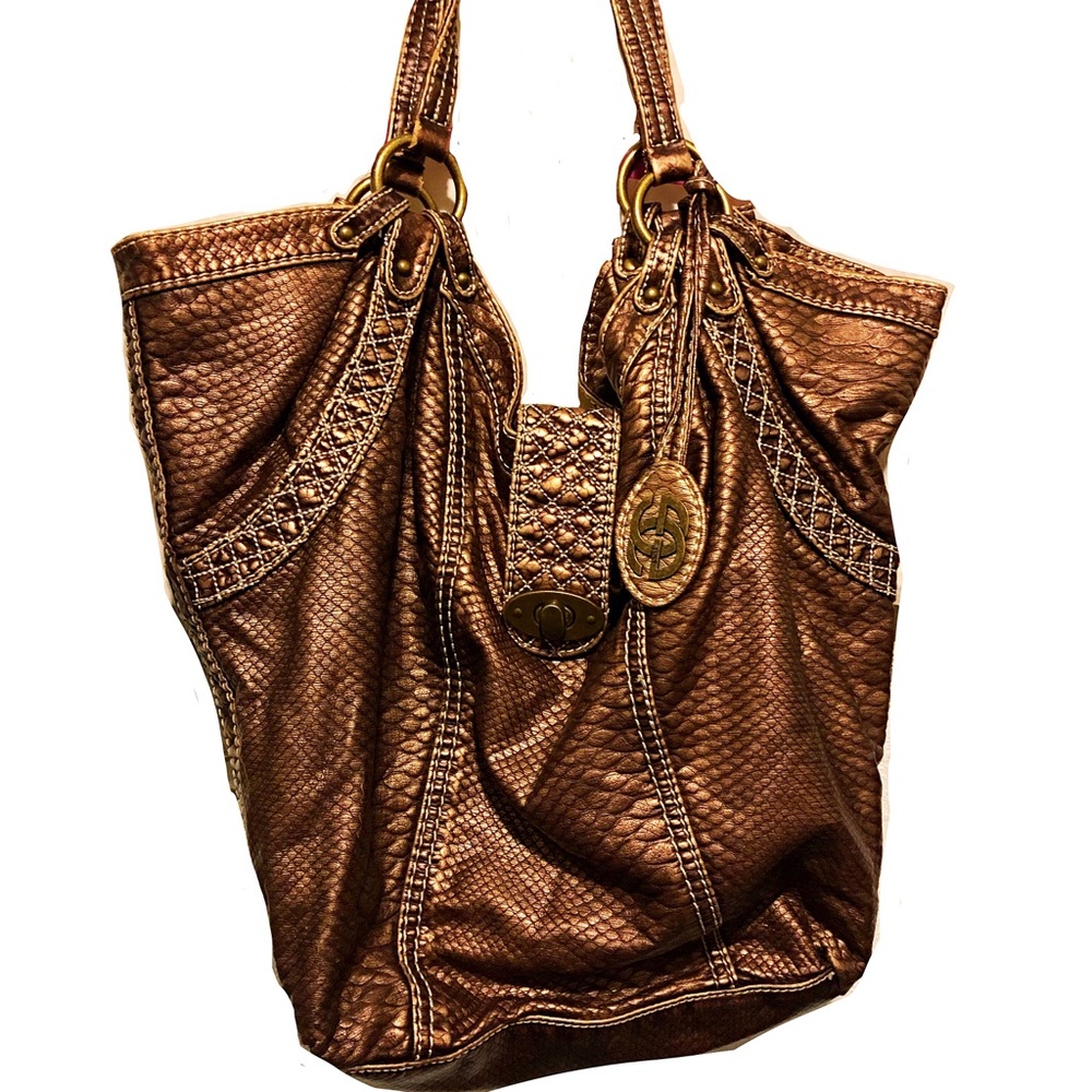 Bag-Tote, Rounded-Copper Brown Metallic - Picture 3 of 8